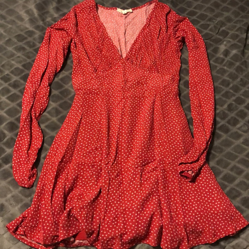 Red dress with white flowers LA Hearts